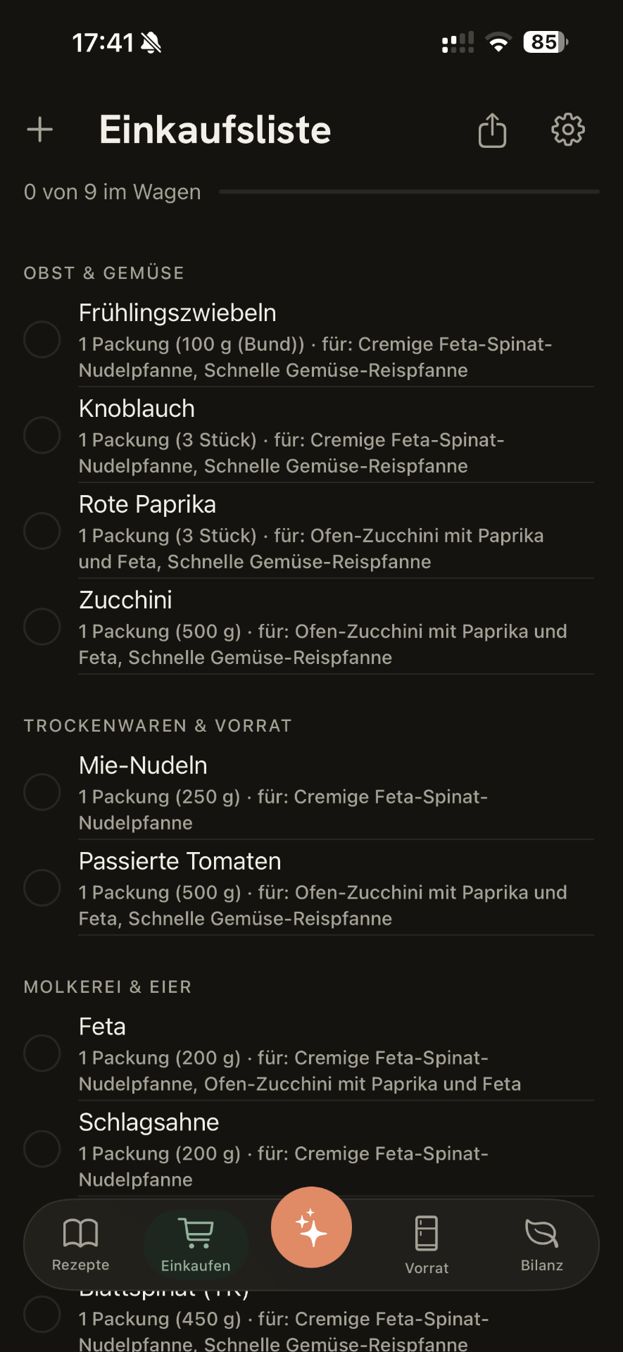Kauf Packungen, keine Grammzahlen.